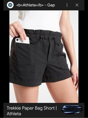 Athleta Trekkie paper bag shorts black near new condition! 10 💕
